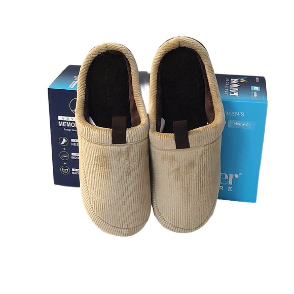 Isotoner Signature Men's Memory Foam Indoor/Outdoor Slippers Pebble Sz Med 8-9 - Picture 2 of 9